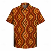  Retro / vintage Hippie 1970erne قميص Korte ermer Hippie Geometrisk Linjer / bølger Kostyme Herre musikk festival Fest Dagligdagstøy Voksne Trøye Vår sommer
