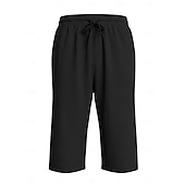 ieftine Vacanţă-Bărbați Pantaloni scurți din in Pantaloni scurți de vară Pantaloni scurți de plajă Cordon Buzunar Talie elastică Culoare solida Confort Respirabil Lungime gambă Casual Zilnic Plajă Vacanță Modă Negru