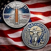 voordelige 250e Verjaardag van de VS-Herdenkingsmunt voor de Artemis II-maanmissie, eerbetoon aan de bemande maanmissie in 2026, astronaut &amp;Raket als verzamelobject, historisch aandenken aan het Amerikaanse ruimteprogramma.