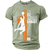  Herre Bibelen Basketball Silhuett Oransje Kors Jeg Kan Gjøre Alle Ting Gjennom Kristus Som Styrker Meg Kristent Religiøs T-skjorte Grafisk Casual Kort Erme Gym Kirke Slitasje Designer Klær