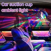 baratos Iluminação de Ambiente-Mini bola de discoteca com luz ativada por som, luzes de festa LED RGB portáteis com USB e pulseira. &amp;Ventosa para carro infantil, DJ rave, luz de humor que muda de cor, presente ideal para