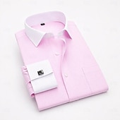 economico Camicie eleganti da uomo-Per uomo Camicia Camicia elegante Camicia con polsini alla francese Matrimonio Affari LF-16 jacquard blu Collo interno scozzese giallo LF-21 LF-17 jacquard rosa LF-18 jacquard viola Manica Lunga