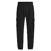 preiswerte Urlaub-Herren Cargo-Hosen Leinenhosen Hose Sommerhose Strandhose Kordelzug Elastischer Bund Mehrere Taschen Einfach Komfort Atmungsaktiv Täglich Outdoor Strand Urlaub Mode Schwarz Weiß Unelastisch