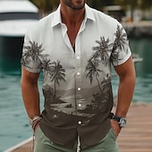 economico Piante tropicali-Per uomo Albero di Cocco Colore sfumato Piante Tropicali Camicia hawaiana estiva Camicie tropicali Camicia Aloha Manica Corta Hawaiano Vacanza Abbigliamento mare Estate Primavera Collo ripiegato