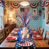 cheap Artificial Flower-10pcs Red, White, and Blue Artificial Flowers, Patriotic Artificial Flower Picks, 29.5 Inches (Approx. 75 cm) Artificial Jasmine Flowers for Independence Day Decoration and Memorial Day Decoration