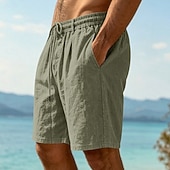 abordables Vacances-Homme Shorts Shorts en Lin Shorts d'été Shorts de plage Cordon de serrage Taille Élastique Uni Confort Respirant Longueur Genou Quotidien Extérieur Fête Vacances Mode Noir Blanche Non Elastique
