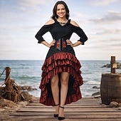 economico Outfit-Set Medievale Rinascimento Gonna Blusa / Camicia Corsetto con accessori Pirata Costume Per donna Costumi da pirata Halloween Carnevale Mascherata Fiera Rinascimentale Festa a tema retrò Adulti Blusa