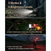 baratos Luzes e lanternas de acampamento-Lanterna de acampamento LED recarregável, lanterna LED 3 em 1 com 1000 lúmens, à prova d'água. &amp;portátil, sos &amp;3 modos de iluminação para emergências, atividades ao ar livre e caminhadas.