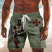 economico Retro Vintage &amp; Etica-Per uomo Cavalieri Templari Crociati Croce Costumi da bagno Costumi da bagno Pantaloncini da bagno Pantaloncini da Surf Misura del girovita medio Retrò Vintage All'aperto Vacanza Abbigliamento