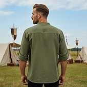  Médiéval Renaissance Chemise Pirate Viking Déguisement Homme Viking Pirate Halloween Carnaval Performance LARP Foire de la Renaissance Adulte Chemise Printemps & Été