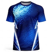 ieftine Tricouri și topuri de alergare-Bărbați Geometric Gradiant Franța Vara de fotbal Potrivire globală Top de alergare Κοντομάνικο για τρέξιμο Vară Manșon scurt UPF 50 Uscare rapidă Respirabil Sală de fitness Track Fitness Albastru
