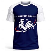 voordelige Hardloop T-shirts en Tanktops-Voor heren Frankrijk Voetbalzomer Wereldwijde wedstrijd Truien Hardloopshirt Zomer Kleurenblok Korte mouw UPF 50 Sneldrogend Ademend Informeel Hardlopen Joggen Fitness blauw Sportkleding Sportkleding