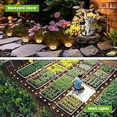 cheap Pathway Lights &amp; Lanterns-16 Pcs Outdoor Solar Garden Lights, IP44 Waterproof Pathway Lights with 8 LED Beads, Decorative Ground Stake Lights for Yard, Lawn, Flower Bed, Farm, Patio, Driveway, Landscape, Outdoor Decor