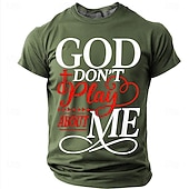 baratos Camisetas de fé-Camiseta Masculina da Bíblia Deus Não Brinca Comigo Camiseta Cristã Urbana Fé Religiosa Proteção Divina Estampa Gráfica Cruz Manga Curta Azul Marinho Roupas de Designer