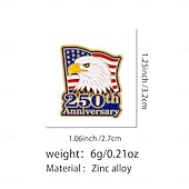 baratos 250º Aniversário dos EUA-Conjunto de 8 pins de esmalte comemorativos do 250º aniversário dos EUA, com emblemas patrióticos de metal, incluindo a bandeira dos EUA em estilo cartoon e a Estátua da Liberdade. &amp;Águia-careca,