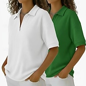  Набор из 2 женских футболок-поло с вафельной текстурой, вафельные трикотажные топы, простые, модные, классические, с коротким рукавом, с воротником, обычные, повседневные, пляжные, желто-оранжевые.