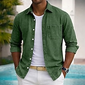 economico Camicie casual eleganti da uomo-Camicia SoftFade™ da uomo camicia casual camicia sbiadita tinto in capo 100% cotone camicia lavata in acido nera verde chiaro bordeaux blu navy blu maniche lunghe camicia semplice colletto