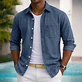 economico Camicie casual eleganti da uomo-Camicia SoftFade™ da uomo camicia casual camicia sbiadita tinto in capo 100% cotone camicia lavata in acido nera verde chiaro bordeaux blu navy blu maniche lunghe camicia semplice colletto