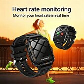 voordelige Smartwatches-Rugged Smart Watch, Military Tactical Fitness Tracker with Heart Rate Monitor &amp; SpO2, Waterproof Sport Smartwatch for Men Women, Compatible with iPhone Android, Ideal Birthday Gift