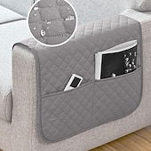 abordables Housse de canapé-Ensemble de 1 housse d'accoudoir imperméable gris foncé pour canapé, avec 2 grandes poches latérales pour télécommande TV, antidérapante, résistante et lavable, idéale pour le salon.