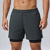 baratos Calções de corrida-Homens Shorts de Corrida Calções atléticos Shorts de Academia Bolsos 2 em 1 Com forro de compressão Calção Casual Diário Esporte Verão Primavera Secagem Rápida Leve Pavio Humido Treino de Ginástica