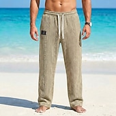 abordables pantalones casuales-Hombre Pantalones Pantalones casuales Pantalones anchos Pantalones texturizados Jacquard Correa Pierna recta Geométrico Plano Comodidad Longitud total Casual Diario Exterior Vacaciones Moda Azul