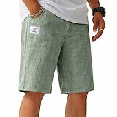  Per uomo Shorts Shorts di Lino Pantaloncini Estivi Pantaloncini casual Coulisse Elastico in vita Semplice Leggero Traspirante Lunghezza al ginocchio Quotidiano All'aperto Ferie Vacanza Moda Blu Nero