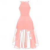 cheap Chiffon Dresses-Women's Midi Dress Chiffon Dress Casual Dress Elegant Fashion Modern Outdoor Vacation Party Regular Fit Plain Sleeveless Halter Neck Blue Pink Purple Summer Spring