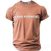 voordelige Sarcastische Humor T-shirts-Heren T-shirt met de tekst "I had potential" (grappig, sarcastisch, minimalistisch, meme), normale pasvorm, begaafd, kind, burn-out, humor, casual, dagelijkse designerkleding, maten S, M, L, XL, XXL,
