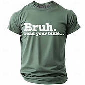  Bruh Read Your Bible Funny Christian Men's Sarcastic Religious Meme T Shirt Graphic Crew Neck Short Sleeve Church Youth Group Gift for Son Designer Clothing Apparel