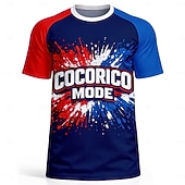  Uniseks Frankrijk Voetbalzomer Wereldwijde wedstrijd Truien Trainingsshirt Hardloopshirt Zomer Kleurenblok Korte mouw UPF 50 Sneldrogend Ademend Informeel Hardlopen Joggen Fitness Marineblauw