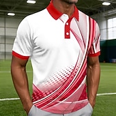 abordables Polo geométrico para hombre-Hombre Geométrico Línea Camisetas polo Manga Corta Camisas de polo Camisas con cuello Casual Ropa Deportiva Impresión 3D Botones Primavera verano Azul Piscina Rojo Morado