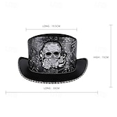 abordables Accessoires et plus-Punk &amp; Gothique Médiéval Steampunk Haut-de-forme Médecin de la peste Fleuri Crâne Déguisement Homme Fantaisie Halloween Carnaval Performance LARP Foire de la Renaissance Adulte Chapeau