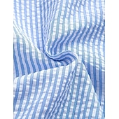 cheap Men's Button Up Shirts-Men's Shirt Casual Shirt Seersucker Shirt Button Up Shirt Blue Black Red Green Short Sleeve Vertical Stripes Shirt Collar Casual Daily Buttons Clothing Apparel Elegant Fashion Casual