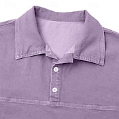  Herren Acid-Wash-Shirt Baumwoll-Poloshirt Lässig Geschäft Gerippter Polokragen Kurzarm Mode Basic Einfarbig Farbblock Knöpfe Gewaschen Sommer Frühling Frühling & Herbst Normale Passform Schwarz