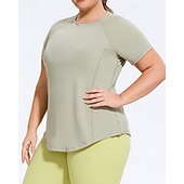 cheap Yoga Tops-Women's Yoga Tops Workout Tops Crew Neck Skin Friendly Lightweight Comfortable Plus Size Short Sleeve Sports Solid Color Top For Gym Workout Running Fitness Loose Fit Activewear