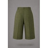 tanie Luksusowe doły-Damskie Spodnie capri Szorty Lniane szorty Letnie szorty Moda Podstawowy Formalny Do kolan Średia talia Równina Kieszeń Elastyczny pas Prosta noga Lekki Wygodny Oddychający Nieelastyczny Codzienny