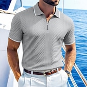 halpa Miesten Klassinen Polo-Miesten Polo Poolopaidat Kausaliteetti Katu Kauluskäänne Lyhythihainen Perus Moderni Geometrinen Tavallinen Kevyt Napit Kesä Kevät Loose Fit Musta Valkoinen Viini Laivaston sininen Tumman vihreä Khaki