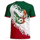  Maglia da calcio da uomo con grafica aquila cactus fuoco, ispirata al Messico, sportiva estiva a maniche corte, protezione UPF 50, asciugatura rapida, traspirante, 2026, per tifosi di calcio, tornei,