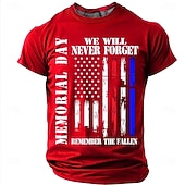  Herdenkingsdag Voor heren Amerikaanse Amerikaanse vlag T-shirt Korte mouw T-shirt 3D-afdrukken Strakke ronde hals Overhemd Modieus Dagelijks Dagelijks Straat Rood Hemelsblauw Grijs Zomer Lente Kleding