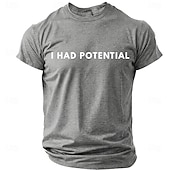 voordelige Sarcastische Humor T-shirts-Heren T-shirt met de tekst "I had potential" (grappig, sarcastisch, minimalistisch, meme), normale pasvorm, begaafd, kind, burn-out, humor, casual, dagelijkse designerkleding, maten S, M, L, XL, XXL,
