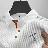 baratos Polo Clássico Masculino-Homens Polo de seersucker Ice Silk Camisa de golfe Casual Trabalho Lapela Manga Curta Básico Moderno Cruz Jacquard Botões Verão Primavera Normal Azul Preto Branco Azul Marinha Cinzento Escuro Azul