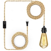 tanie Design klastrowy-15 stóp z 1 wtyczką do lampy wiszącej, 23 stopy z 3 wtyczkami do lampy wiszącej, lampy wiszące z przewodem wtykowym, zestaw lamp wiszących z konopnej liny z dwustopniowym przełącznikiem, zestawy lamp