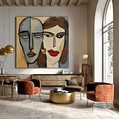 baratos Famous Paintings-handmade Picasso Style Woman Faces Painting Custom Art Abstract Couple Painting Unique Decor for Therapy Office Woman Faces Painting on Canvas