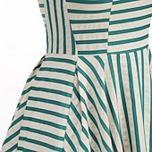 cheap Dresses-1950s Retro Vintage Midi Dress Swing Dress Flare Dress Sleeveless Striped Fit &amp; Flare Swing Round Neck Fancy Dress Women's Carnival Casual Party Dailywear Adults' Dress Spring &amp; Summer