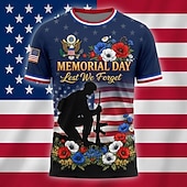  giorno della memoria "ricordare &Maglietta da uomo con stampa integrale raffigurante un soldato inginocchiato, con scollo rotondo e maniche corte, ideale come regalo per i veterani, colore blu navy.