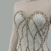 halpa Taitoluistelupuvut-Taitoluistelupuku Naisten Tyttöjen Luistimet Hameet Kulta Tilkkutäkki Avoin selkä Silmukka Erittäin elastinen Kouluts Kilpailu Luisteluasu Klassinen Kristalli / Strassi Pitkähihainen Luistelu