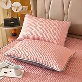 cheap Sheets &amp; Pillowcase-Cooling Pillowcase Quilted Ice Silk Pillow Cover Soft Breathable Bed Pillow Protector for Summer Sleeping