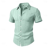 Χαμηλού Κόστους Ανδρικά Smart Casual πουκάμισα-Ανδρικά Πουκάμισο Casual πουκάμισο Πουκάμισο με κουμπιά Πουκάμισο ζακάρ Μαύρο Λευκό Πράσινο Ανοικτό Βαθυγάλαζο Καφέ Κοντομάνικο Σκέτο Κολάρο Πουκαμίσου Causal Καθημερινά Ζακάρ Ρούχα