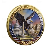 abordables 250e Anniversaire des États-Unis-Pièce commémorative du 250e anniversaire des États-Unis, médaille patriotique 1776-2026 avec aigle à tête blanche, mont Rushmore, cloche de la Liberté &amp;Feux d'artifice, objet de collection historique,